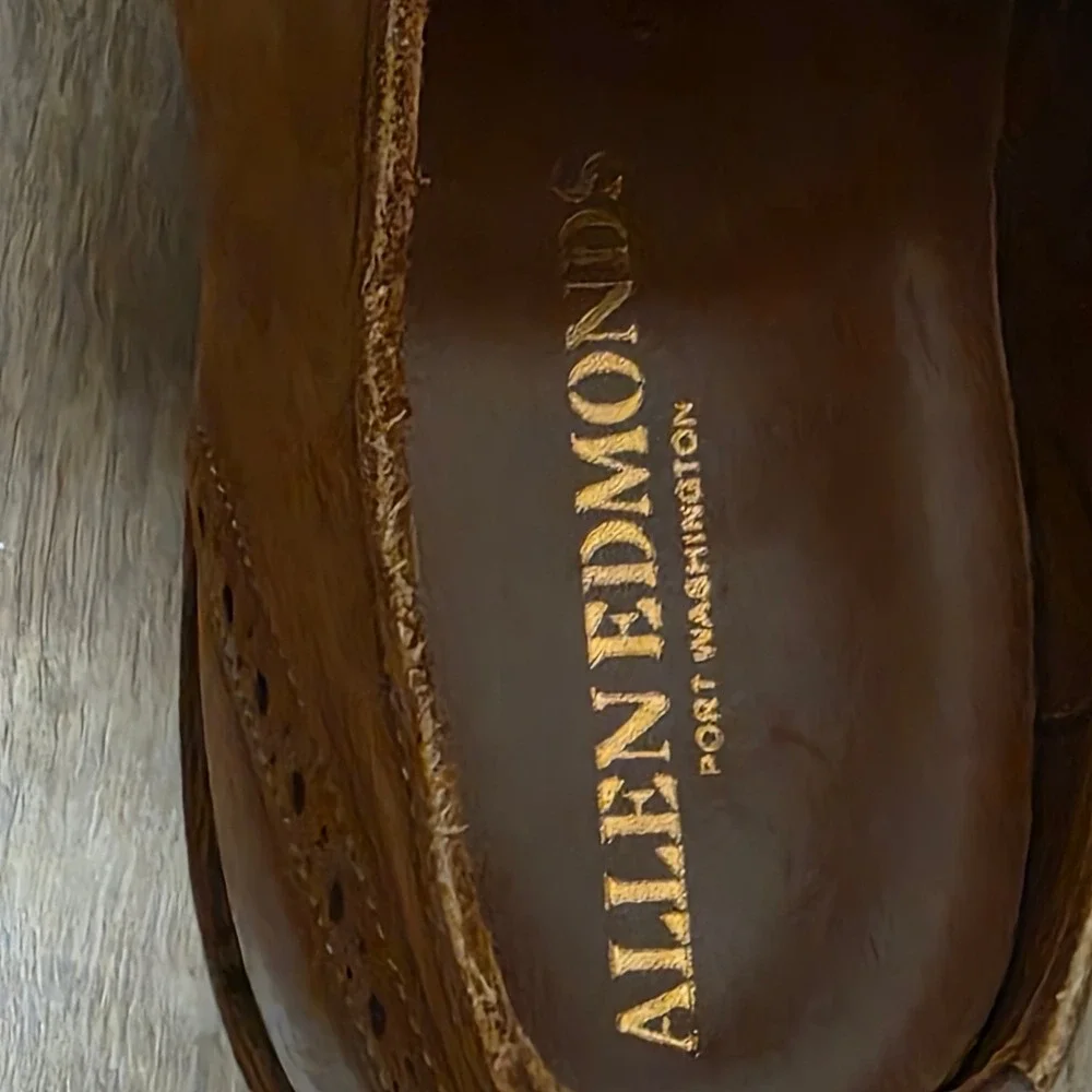 Allen Edmonds Port Washington Men 13 D Shoes Tan Brown Leather Dress Oxford